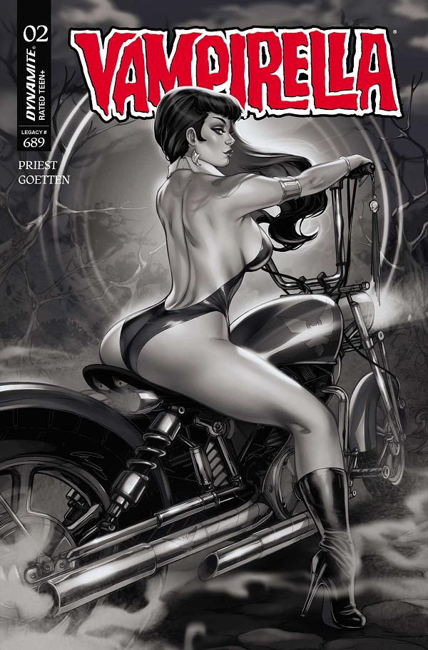 Vampirella (2026) #2 CVR M CVR M INC 1:7 COPY ELIAS CHATZOUDIS B&W cover