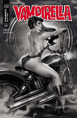 Vampirella (2026) #2 CVR M CVR M INC 1:7 COPY ELIAS CHATZOUDIS B&W cover