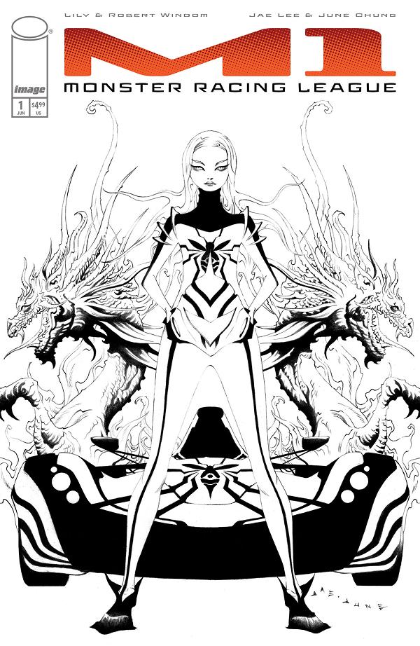 M1 Monster Racing League #1 CVR E CVR E INC 1:50 JAE LEE B&W cover