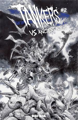 Tankers Vs Ancient Aliens #2 CVR E (OF 4) CVR E INC 1: 50 LEWIS LAROSA BW cover