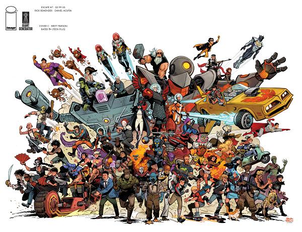 Escape #7 CVR C CVR C INC 1:15 BRETT PARSON GIANT GENERATOR GROUP SHOT WRAPAROUND cover