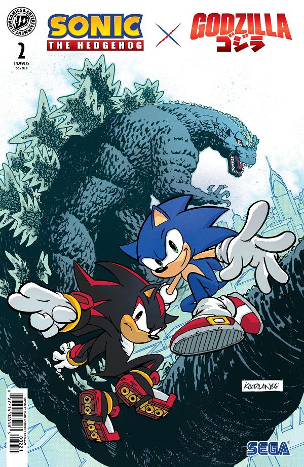 Sonic The Hedgehog X Godzilla Cover A (Lawrence) #2 variant cover by Kevin Anthony Catalan