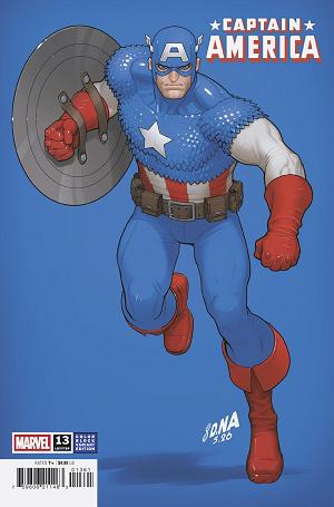 Captain America #13 DAVID NAKAYAMA COLOR BLOCK BLUE VARIANT [ARM] cover