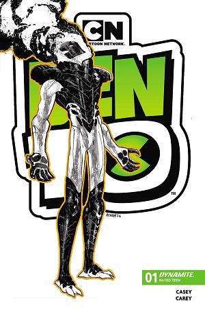 Ben 10 #1 CVR B 3RD PTG CVR B INC 1:7 ROBERT CAREY B&W cover