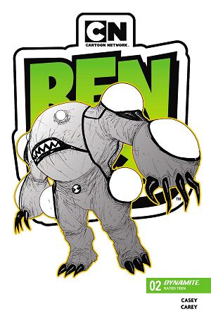 Ben 10 #2 CVR B 2ND PTG CVR B INC 1:7 ROBERT CAREY B&W cover
