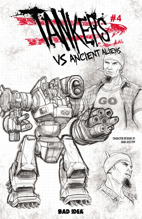 Tankers Vs Ancient Aliens #4 variant cover by Juan Jose Ryp