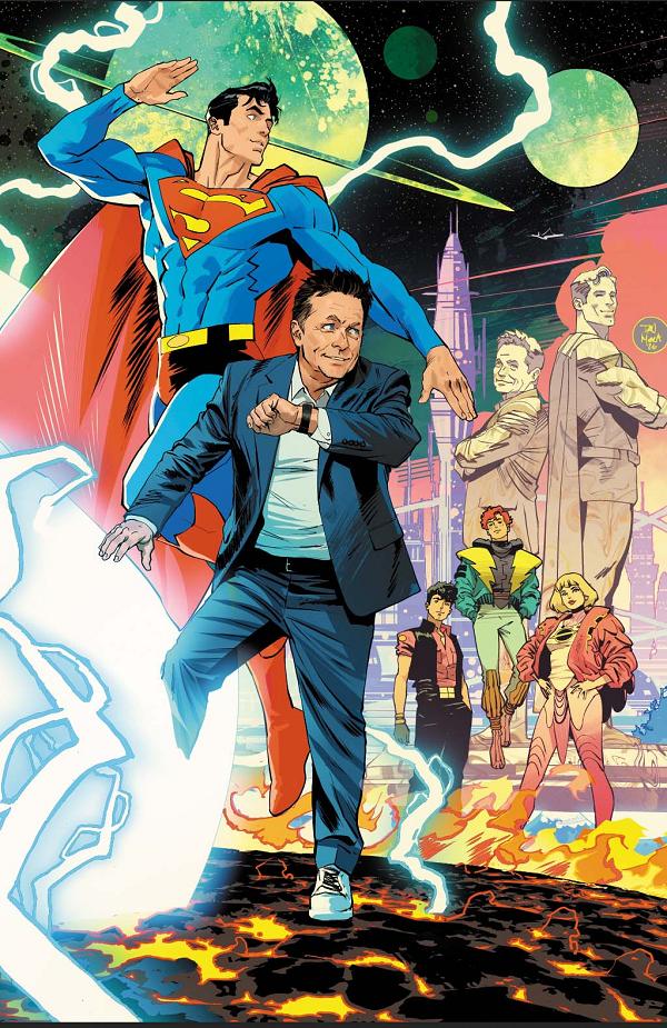 Legion Of Super-Heroes #1 CVR H CVR H DAN MORA MICHAEL J FOX CAMEO CARD STOCK cover