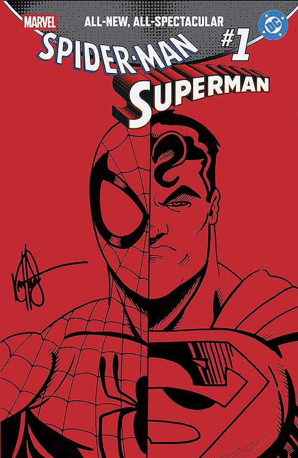 Df Marvel/Dc Spiderman/Superman #1 RED BLANK cover