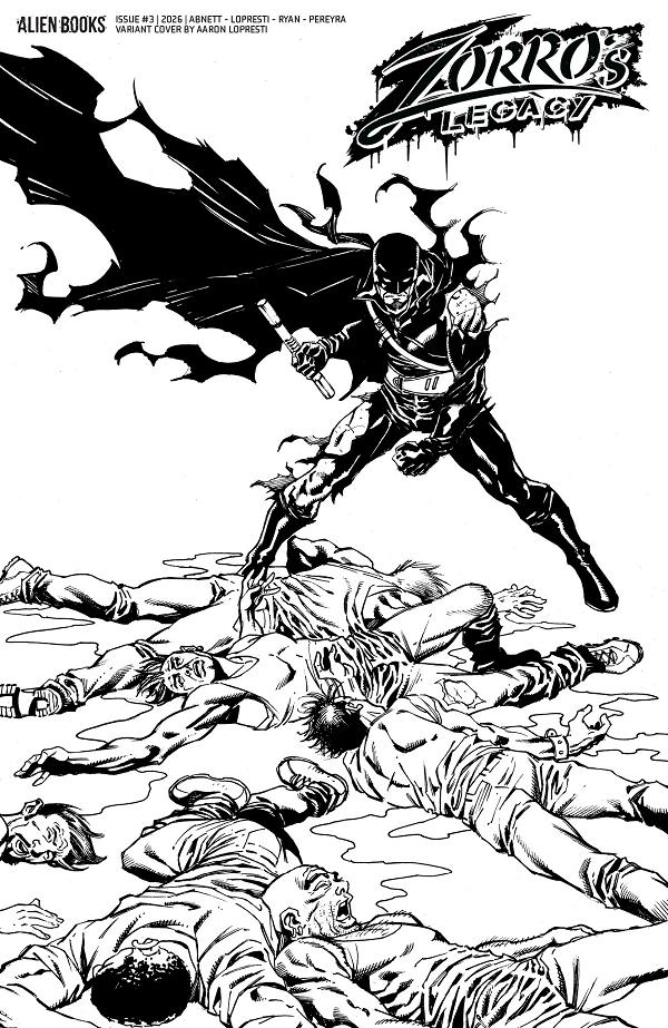 Zorro's Legacy Cover A (Lopresti) #3 Variant D (Lopresti B&W) cover