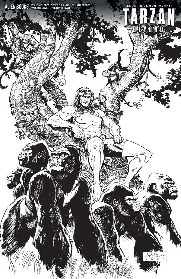 Tarzan Beyond Cover A (Alessio) #2 Variant D (Brown B&W) cover