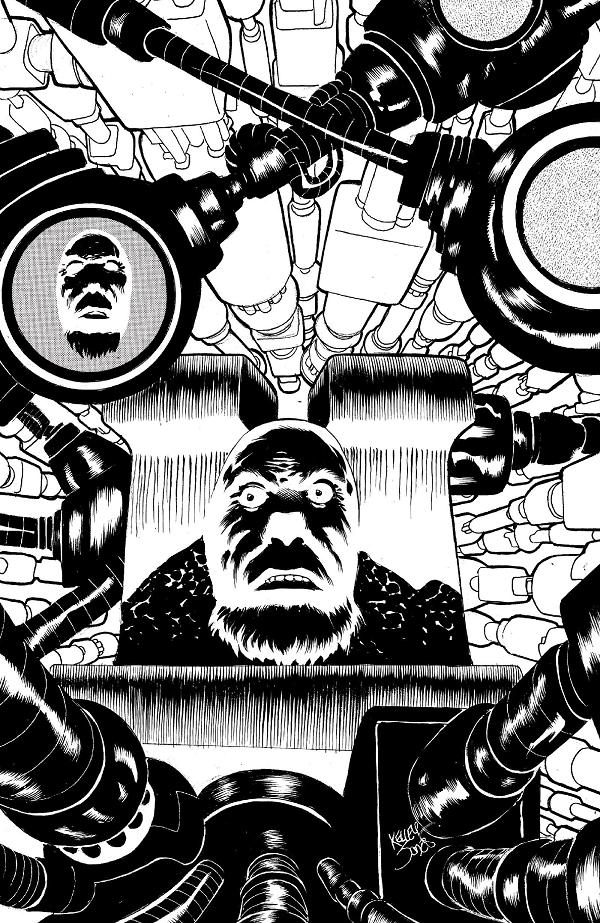 Faceless And The Family Maze Of The Mechanical Aliens #1 variant cover by Kelley Jones