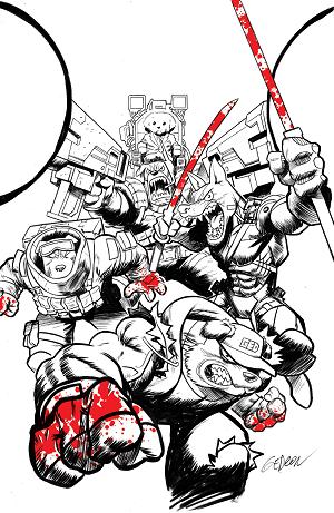 Super Mondo Mega Mutts #1 CVR J (OF 4) CVR J INC 1:100 JUAN GEDEON BLOODY B&W cover