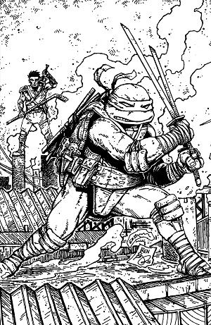 Teenage Mutant Ninja Turtles Cover A (Pe) #21 Variant RI (10) (Eastman & Bishop B&W Full Art) [1:10] cover