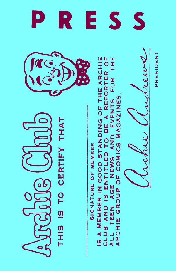 Archies Madhouse #1 CVR C FACSIMILE EDITION CVR C BOB MONTANA ARCHIE FAN CLUB CARD cover