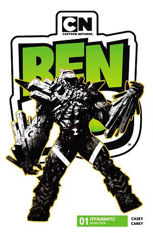 Ben 10 #1 CVR B 4TH PTG CVR B INC 1:7 ROBERT CAREY B&W cover