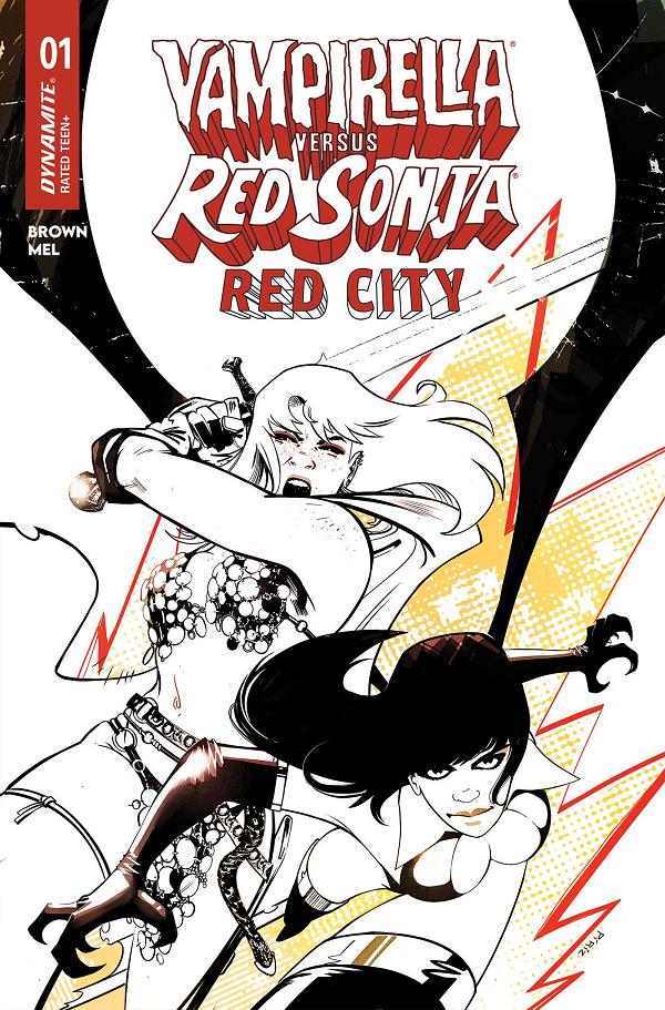 Vampirella Vs Red Sonja Red City #1 CVR L CVR L INC 1:5 SEBASTIAN PIRIZ LINE ART cover