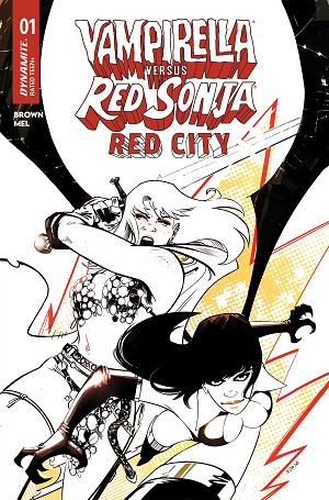 Vampirella Vs Red Sonja Red City #1 CVR L CVR L INC 1:5 SEBASTIAN PIRIZ LINE ART cover