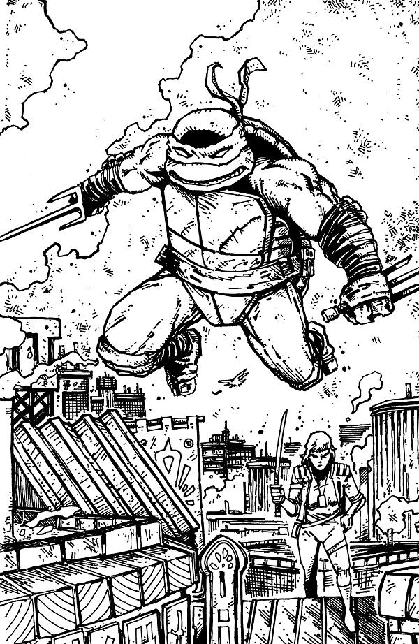 Teenage Mutant Ninja Turtles Cover A (Pe) #22 Variant RI (10) (Eastman & Bishop B&W Full Art) [1:10] cover