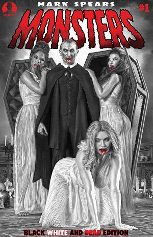 Mark Spears Monsters #1 CVR C 7TH PTG BLACK WHITE & DEAD EDITION CVR C MARK SPEARS COURT OF BLOOD cover