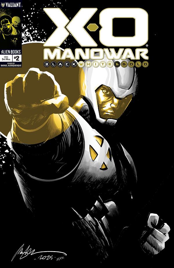 X-O Manowar: Black, White & Gold #2 cover by Rafael Albuquerque