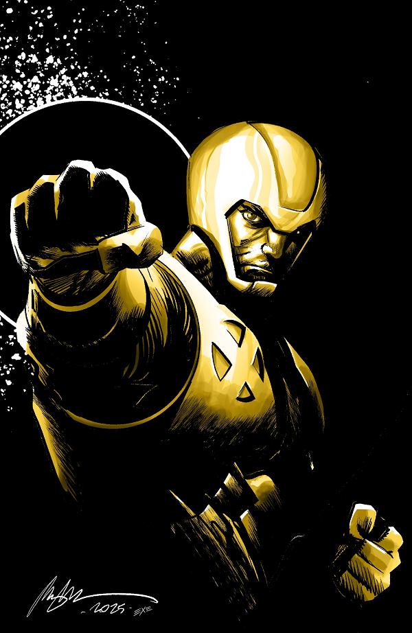 X-O Manowar: Black, White & Gold #2 variant cover by Rafael Albuquerque