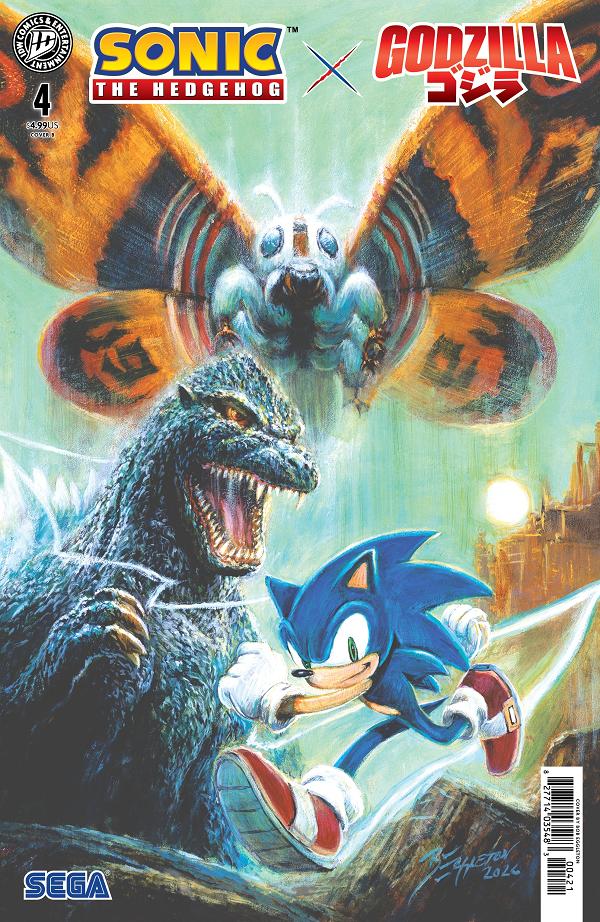 Sonic The Hedgehog X Godzilla #4 variant cover by Bob Eggleton