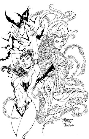Vampirella X Witchblade Special #1 CVR R (ONE SHOT) CVR R INC 1:10 JOHN ROYLE LINE ART VIRGIN cover