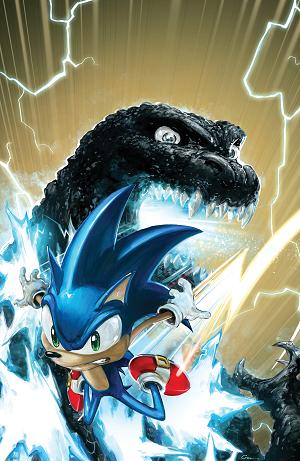 Sonic The Hedgehog X Godzilla #1 Variant RI (100) (Crain Full Art) [1:100] cover