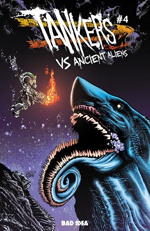 Tankers Vs Ancient Aliens #4 CVR B (OF 4) CVR B JOSHUA DERSTINE & JOHN LIVESAY cover