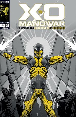 X-O Manowar: Black, White & Gold #3 Variant B (Johnson Black, White & Gold Variant) cover