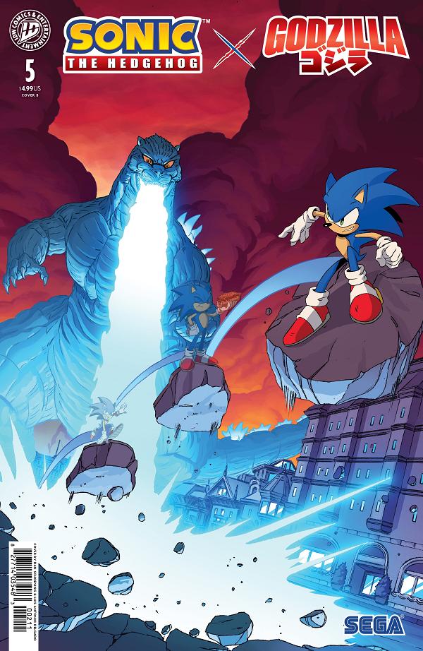 Sonic The Hedgehog X Godzilla #5 variant cover by Dan Schoening