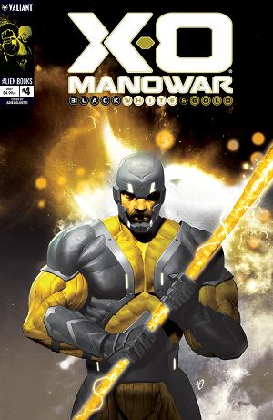 X-O Manowar: Black, White & Gold #4 Variant B (Olivetti Black, White & Gold Variant) cover