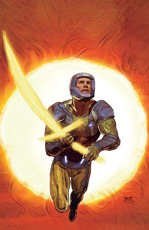 X-O Manowar: Black, White & Gold #4 Variant C (Guedes Full Art) cover