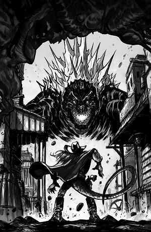 Godzilla: Revenge Of The Deadzone #4 Variant RI (10) (Tunica B&W Full Art) [1:10] cover