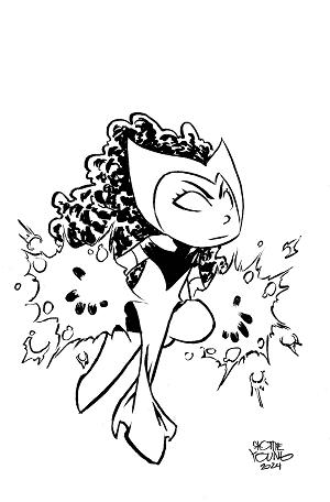 Scarlet Witch #1 50 COPY INCV YOUNG BIG MARVEL VIR BW cover