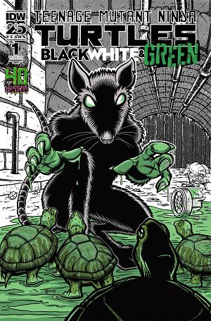Tmnt Black White & Green #1 CVR D 40TH ANNIV cover
