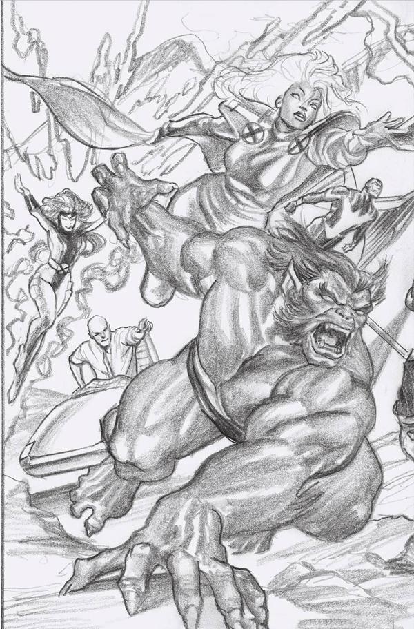 X-Men #25 100 COPY INCV ROSS VIR SKETCH CONNECT PART B cover