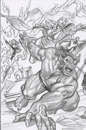 X-Men #25 100 COPY INCV ROSS VIR SKETCH CONNECT PART B cover