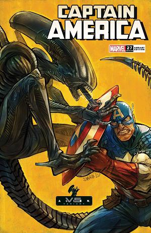 Captain America #27 SHAVRIN MARVEL VS ALIEN cover