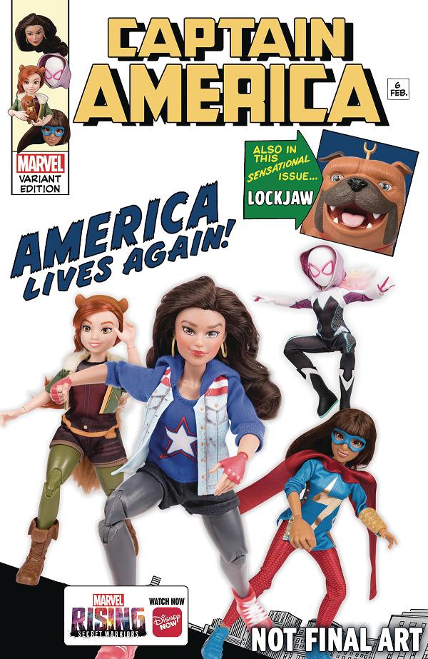 Captain America #6 MARVEL RISING ACTION DOLL HOMAGE cover