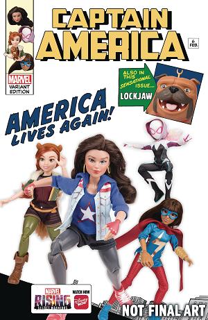 Captain America #6 MARVEL RISING ACTION DOLL HOMAGE cover