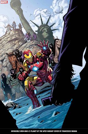 Invincible Iron Man #3 MANNA PLANET OF THE APES cover