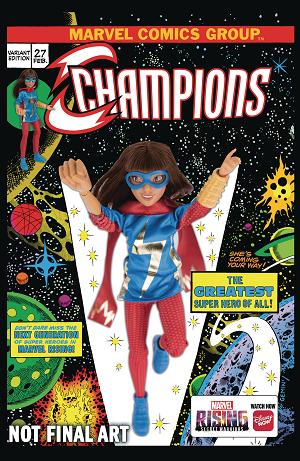 Champions #27 MARVEL RISING ACTION DOLL HOMAGE cover