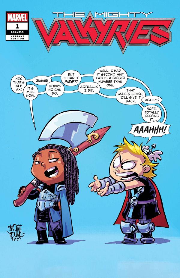 Mighty Valkyries #1 variant cover by Skottie Young