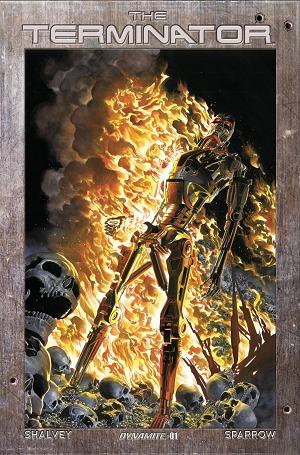 Terminator #1 CVR D ROSS BURNING EARTH ICON METAL CVR DE EXC cover