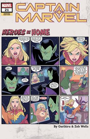 Captain Marvel #21 GURIHIRU HEROES AT HOME cover