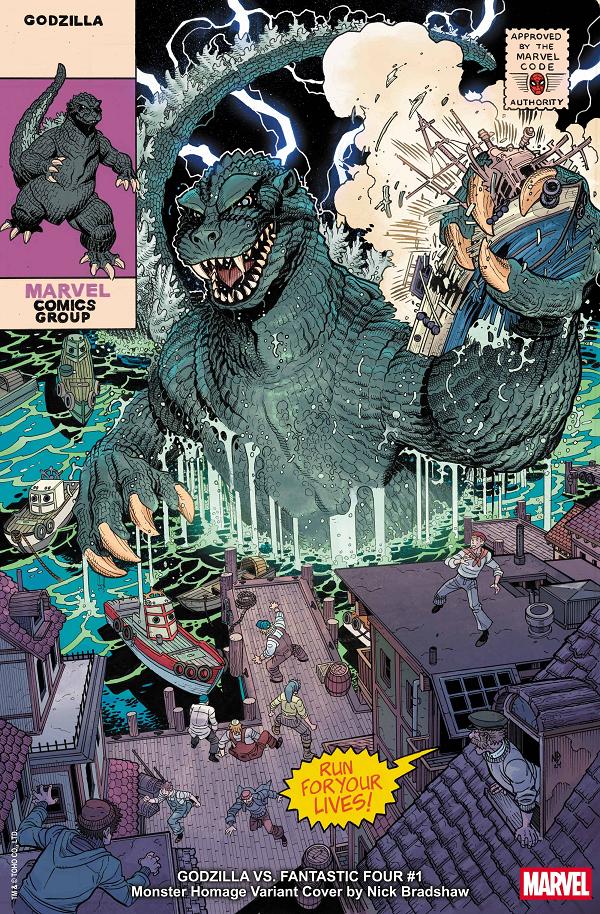 Godzilla Vs Fantastic Four #1 BRADSHAW MONSTER HOMAGE cover