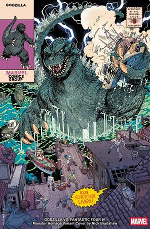 Godzilla Vs Fantastic Four #1 BRADSHAW MONSTER HOMAGE cover