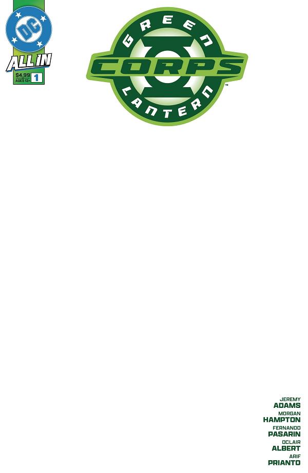 Green Lantern Corps #1 CVR E BLANK CSV cover