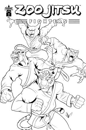 Zoo Jitsu Fighters #2 CVR F KING B&W cover